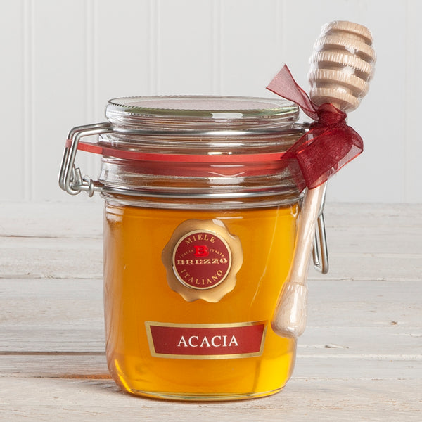 Acacia Honey in Glass Jar with Wooden Honey Dipper - 14.1 oz