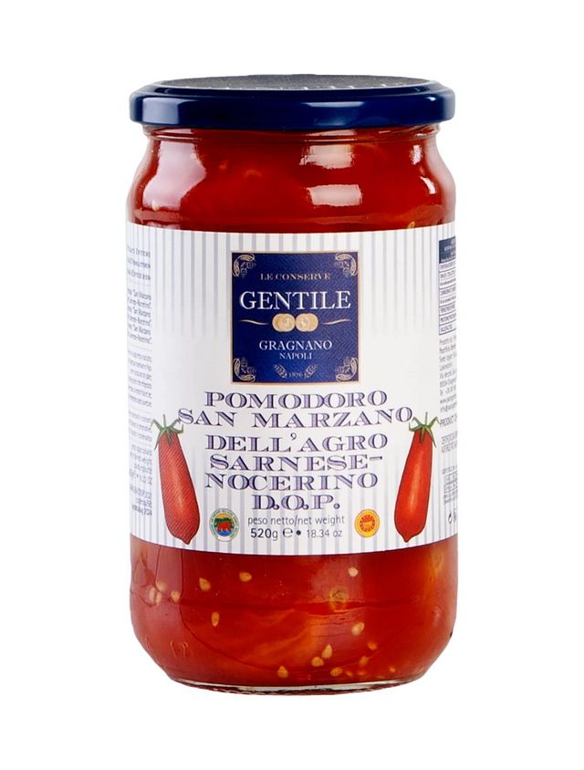 Pomodori San Marzano D.O.P.  Whole Peeled Tomatoes - 18.3 oz Glass Jar