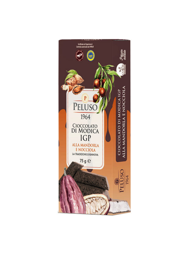 Modica Chocolate Bar with Almonds and Hazelnuts - 2.64 oz