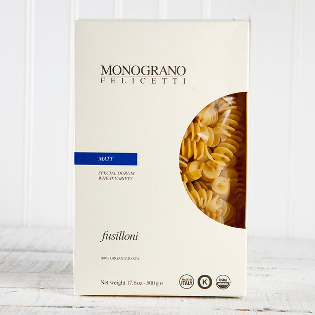 Matt Monograno Organic Fusilloni Pasta by Felicetti