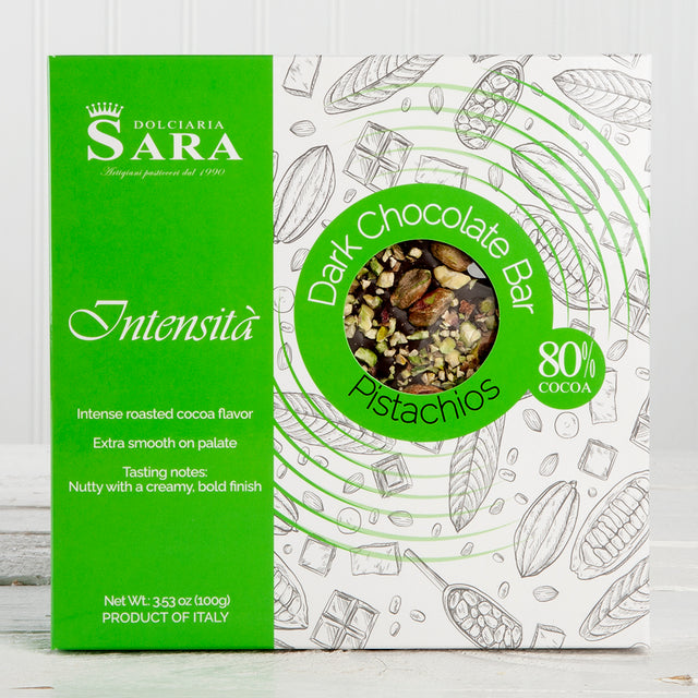 80% Dark Chocolate with Pistachios - 3.53 oz