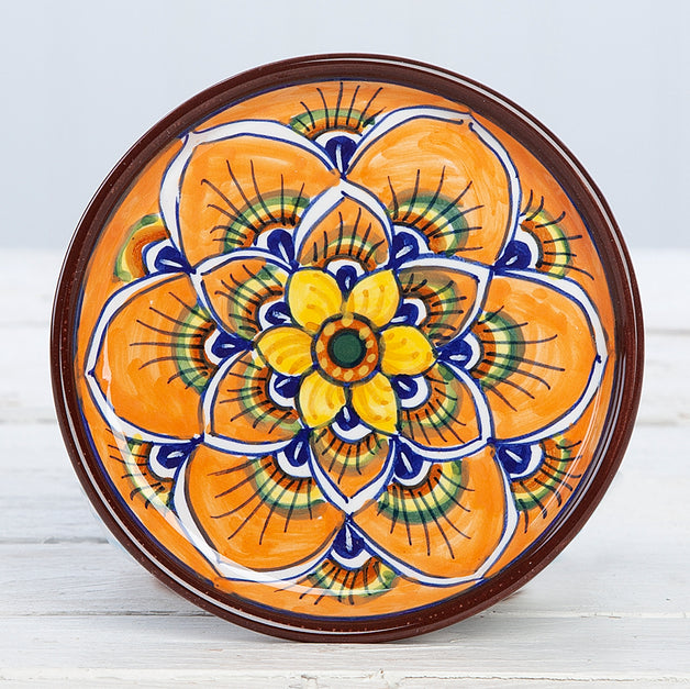 Deruta Geometric Peacock Pattern Coaster