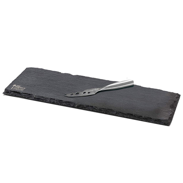 Cheese Board and Knife Serving Set, Stainless Steel and Slate, 13" x 4.5"