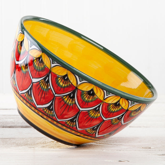 Deruta Geometric Peacock Pattern 6 inch Bowl